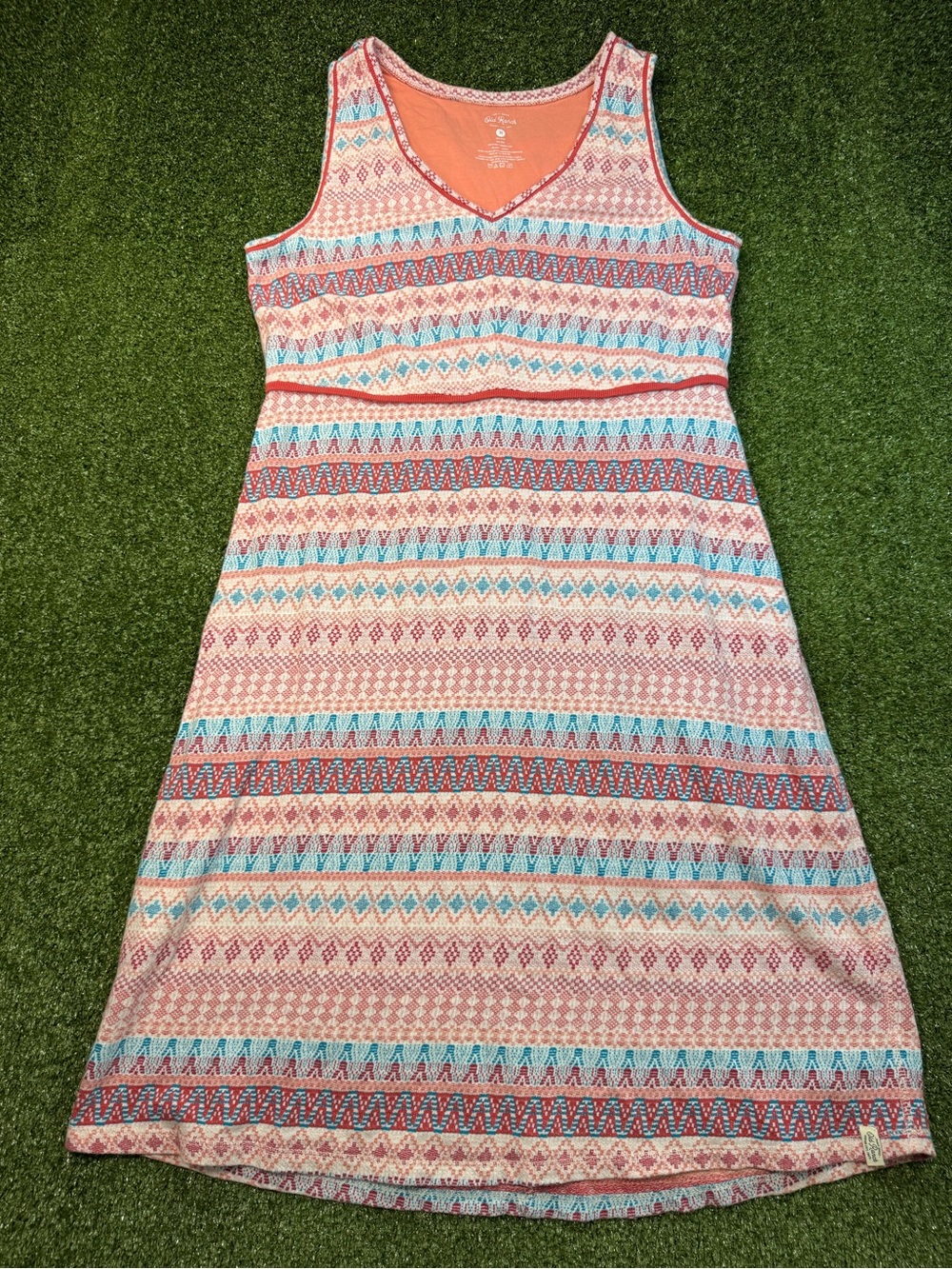 Old Ranch Sleeveless Tank Style Dress Casual Aztec Southwestern Western V-Neck M